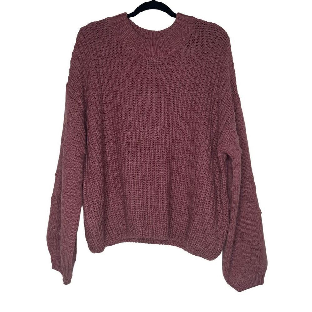 EUC Rue21 Mauve Knit Balloon Sleeve Crew Neck Sweater XL